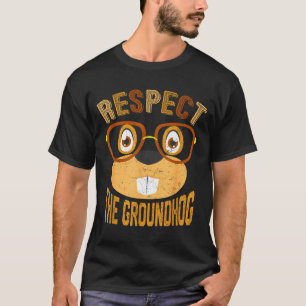 T-shirt Vintage Rétro Respectez La Fête De La Marmotte Hom