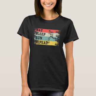 T-shirt Vintage Retro Runner Eat Sleep Run Répéter