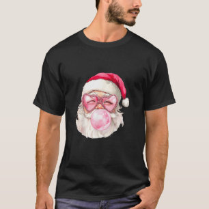 T-shirt Vintage Retro Santa Noël Bubble Gum Lunettes de so