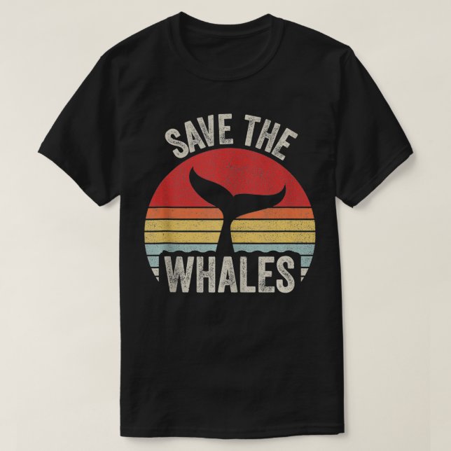 T-shirt Vintage Retro Sauver Les Baleines Baleines (Design devant)