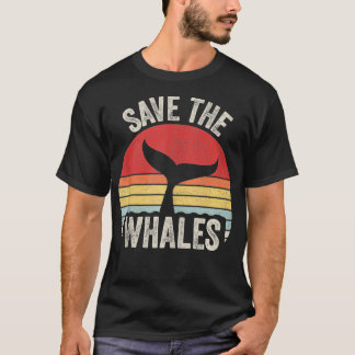 T-shirt Vintage Retro Sauver Les Baleines Baleines