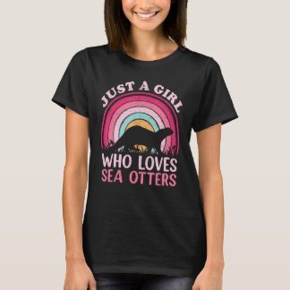 T-shirt Vintage Retro Sea Otter Just A Girl Who Loves Sea 