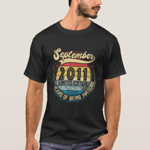 T-shirt Vintage Retro Septembre 2011 10E Cadeau Anniversai