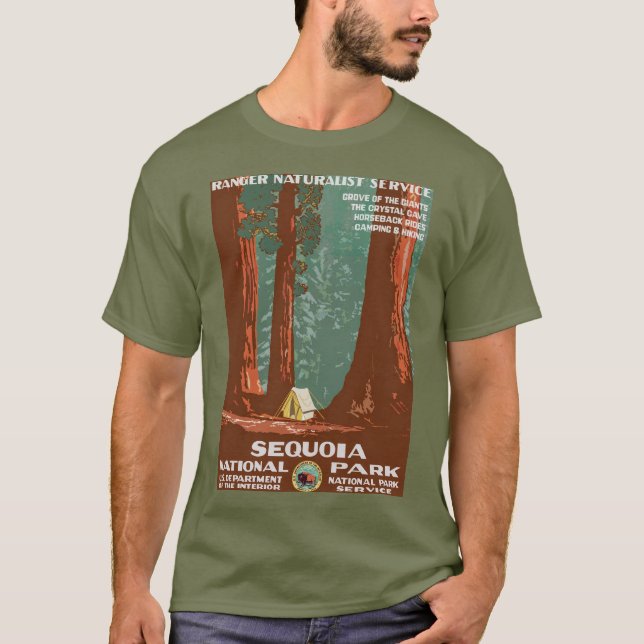 T-shirt Vintage Retro Sequoia National Park Travel (Devant)