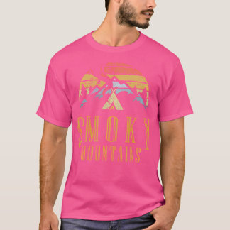 T-shirt Vintage Retro Smoky Mountains Campfire Outdoor Ran