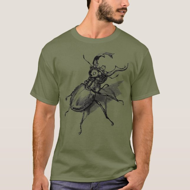 T-shirt Vintage rétro stag coléoptère entomologie scientif (Devant)