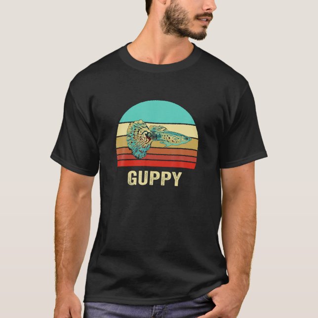 T-shirt Vintage Retro Style Sunset Guppy (Devant)