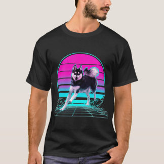 T-shirt Vintage Retro Sunset Alaskan Klee Kai