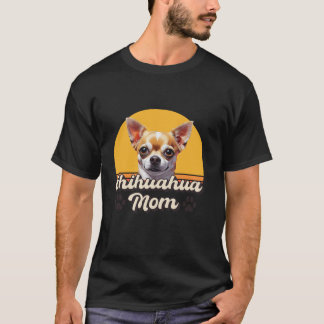 T-shirt Vintage Retro Sunset Chien Maman Chihuahua Proprié