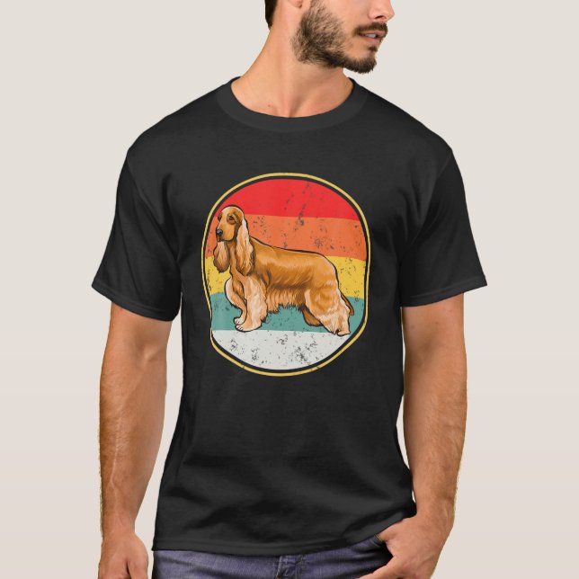 T-shirt Vintage Retro Sunset Cocker Spaniel Chien (Devant)