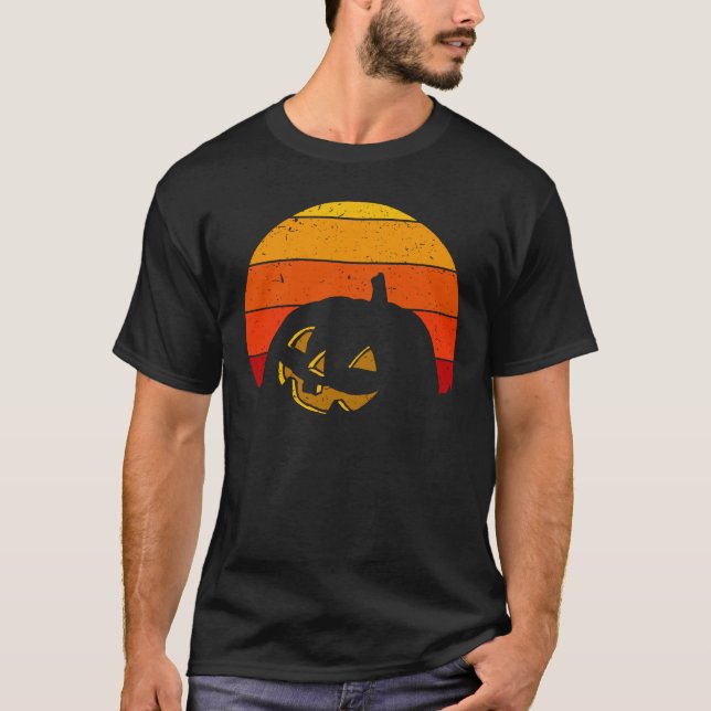 T-shirt Vintage Retro Sunset Halloween Citrouille I (Devant)