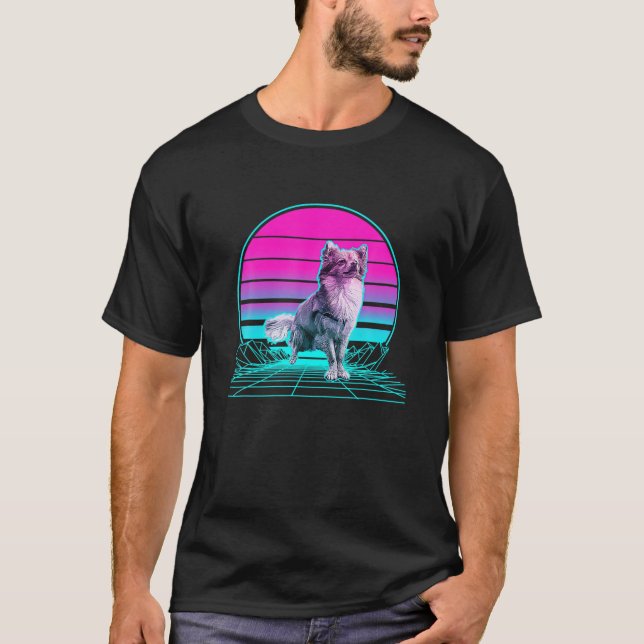 T-shirt Vintage Retro Sunset Pom-Chi (Devant)
