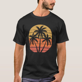 T-shirt Vintage Retro Tropical Sunset Distressed Palm Tree