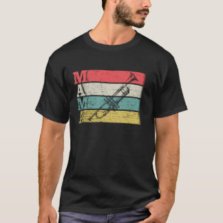 T-shirt Vintage Retro Trumpet Mama Trumpeter Musicien Silh