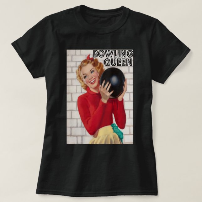 T-shirt Vintage Retro Womens Bowling Queen  723 (Design devant)