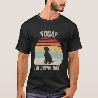 T-shirt Vintage Retro Yoga Je Suis À Bas Chien Famille Pla