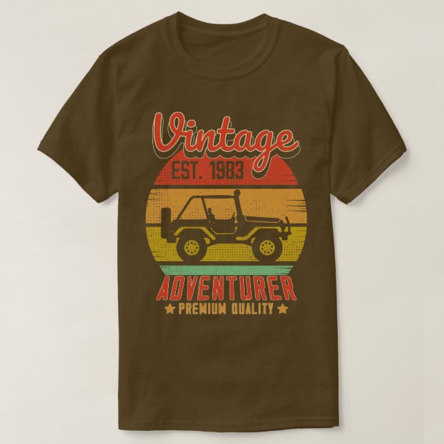 T-shirt Vintage RetroAdventurer Est 1983 Cadeau d'annivers (Design devant)