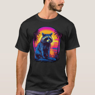 T-shirt Vintage Retrowave Synthwave 80s Vaporwave Raccoon
