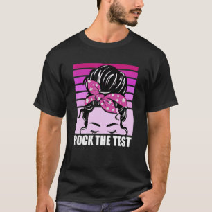 T-shirt Vintage Rock The Test Messy Bun Enseignant Jour d'