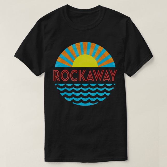 T-shirt Vintage Rockaway Beach Sun Et Vagues (Design devant)
