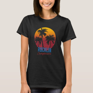 T-shirt Vintage Rocklin California Palm Trees Sunset CA Re