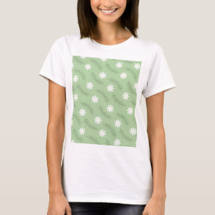 T-shirt Vintage Sage Green Floral Tropical Flower Motif
