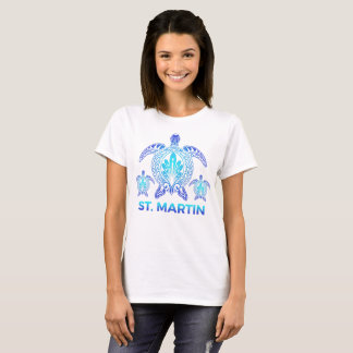 T-shirt Vintage Saint-Martin Océan Blue Sea Turtle Souveni