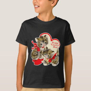 T-shirt Vintage Saint Valentin Chat Kitty Kitten Retro Val