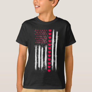 T-shirt Vintage Saint-Valentin Drapeau Américain Cœur Parf