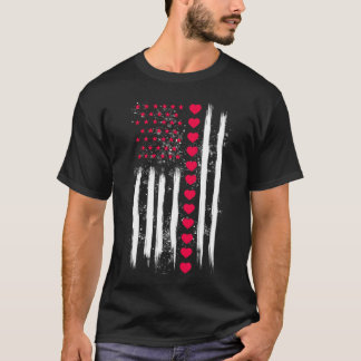 T-shirt Vintage Saint-Valentin Drapeau Américain Cœur Parf