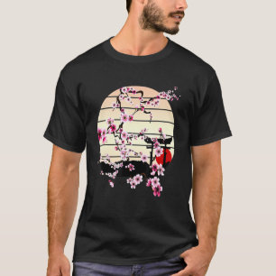 T-shirt Vintage Sakura Cherry Blossom Art Retro Sur Sunset