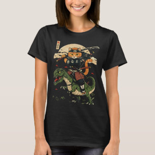 T-shirt Vintage Samurai Chat Dinosaur Art japonais