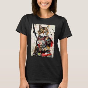 T-shirt Vintage samurai chat tee japonais ninja art urbain