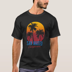T-shirt Vintage San Mateo California Palm Trees Sunset CA