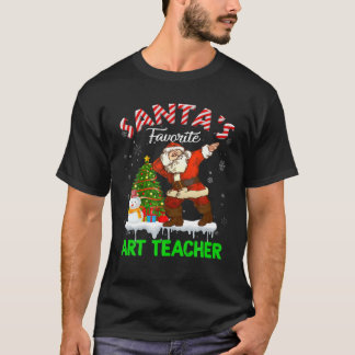 T-shirt Vintage Santa's Favorite Art Teacher Xmas Tree Sno