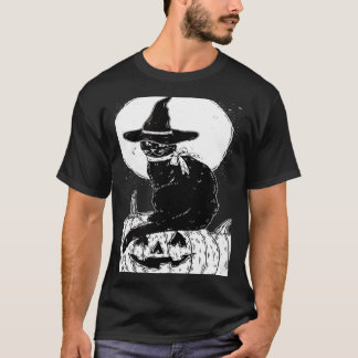 T-shirt Vintage Scary Halloween Black Cat Costume Witch Ha