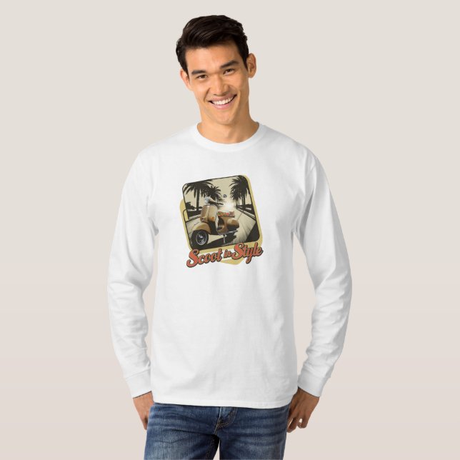 T-shirt vintage Scoot en manches longues (Devant entier)