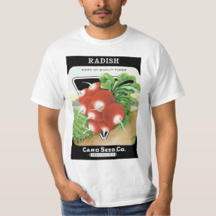 T-shirt Vintage Seed Packet Étiquette Art, Radis Scarlet