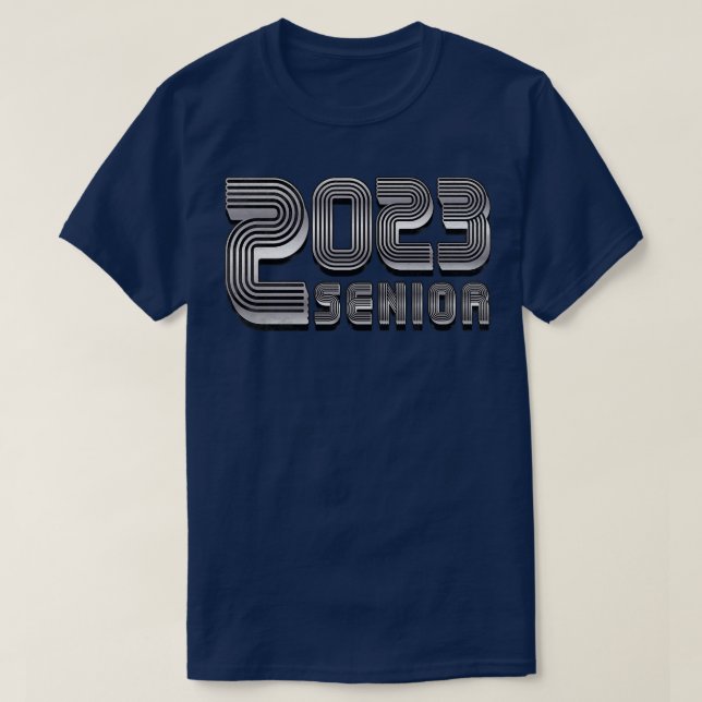 T-shirt Vintage Senior 2023 Silver Text (Design devant)