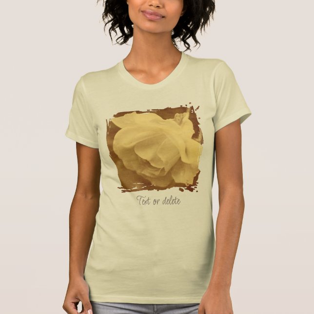 T-shirt Vintage Sepia Rose With Raindrops Personalized (Devant)