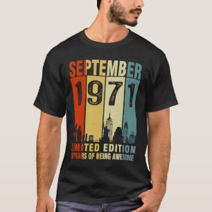 T-shirt Vintage septembre 1971 52 ans 52e anniversaire