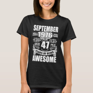 T-shirt Vintage Septembre 1976 Années Bien âgées 47e anniv