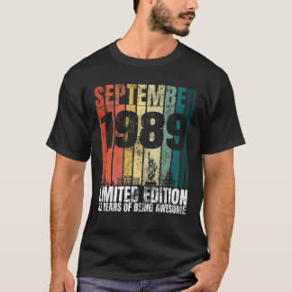 T-shirt Vintage septembre 1989 Graphique Anniversaire 32 a