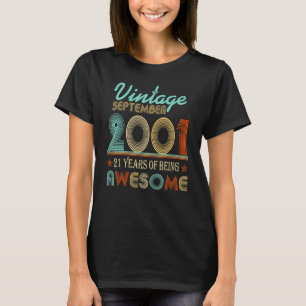 T-shirt Vintage septembre 2001 21e Anniversaire 21 ans d'e