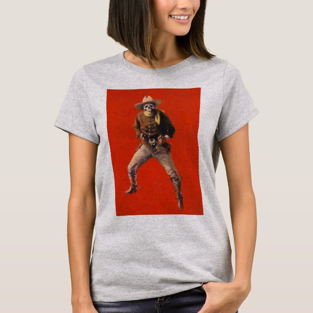 T-shirt vintage Skeleton Cowboy pour femmes (Devant)