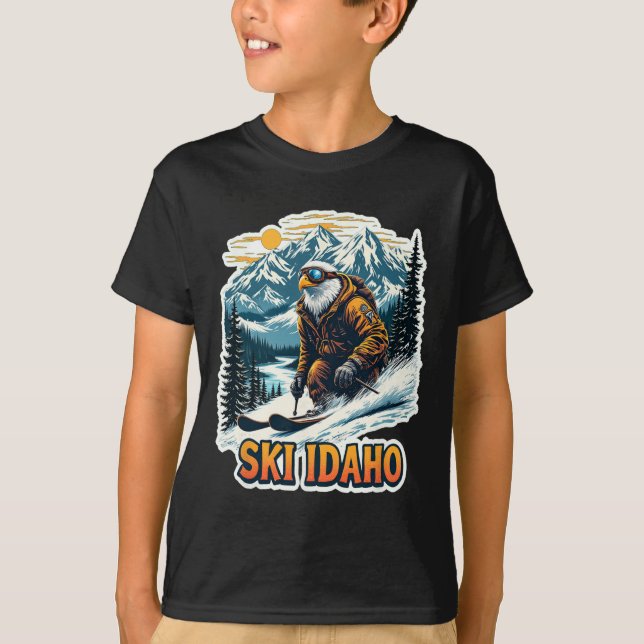 T-shirt Vintage Skiing Eagle Design  (Devant)