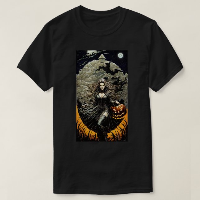 T-shirt vintage sorcière Halloween (Design devant)