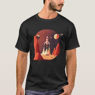 T-shirt Vintage Space Science Mars Fiction Geek Solaire Sy