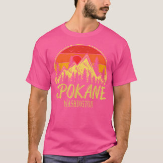 T-shirt Vintage Spokane Washington Wa Mountains Randonnée 