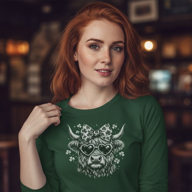 T-shirt Vintage St. Patrick's Day Highland Cow (Créateur téléchargé)